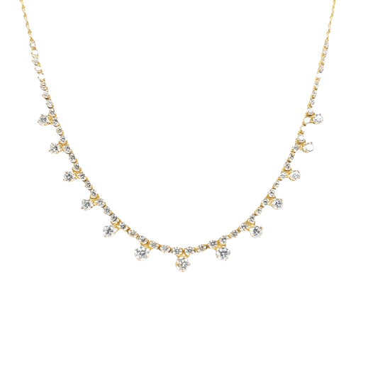 A Link Diamond Motif and Yellow Gold Necklace