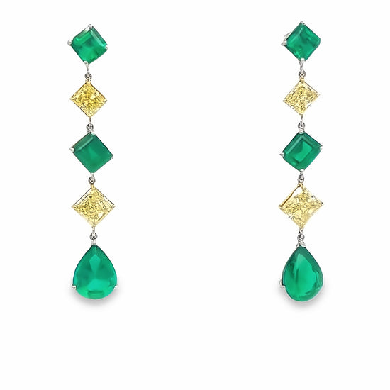 Emerald and Diamond Drop Earrings