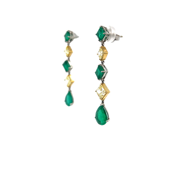 Emerald and Diamond Drop Earrings