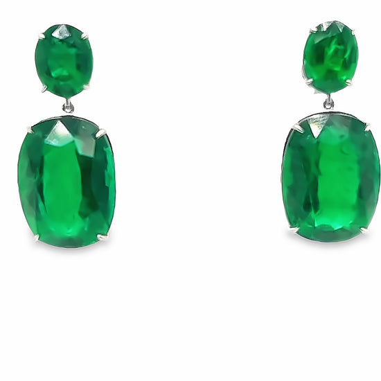 Important Cushion Cut Emerald Earrings