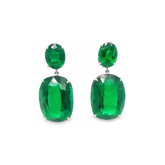 Important Cushion Cut Emerald Earrings