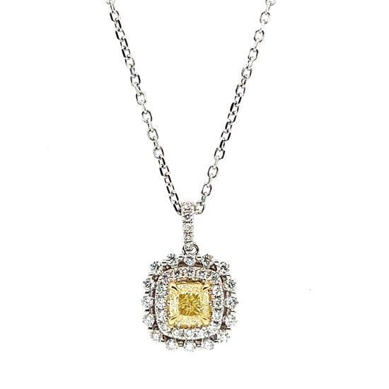 Yellow and White Diamond Pendant