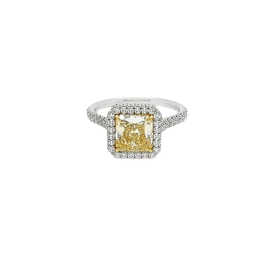 Fancy Yellow Diamond Ring With Halo