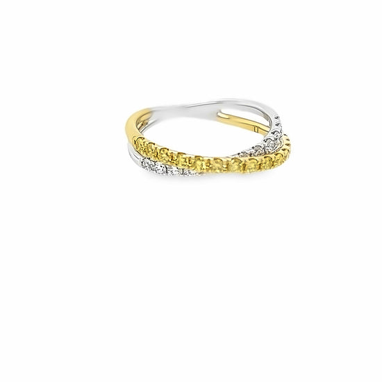 Yellow and White Diamond Twisted Ring