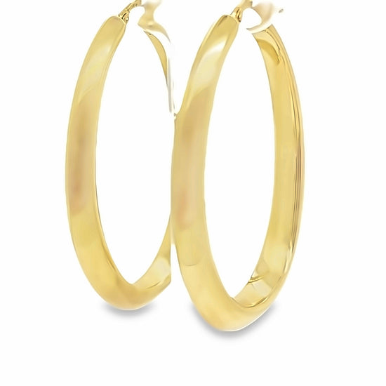 18KT Gold Oval Hoop Earrings