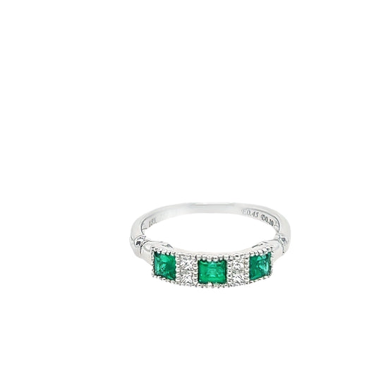 Green Emerald and Diamond Band