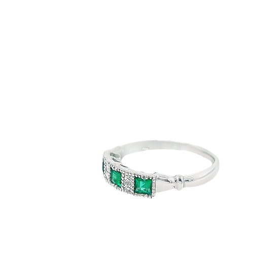 Green Emerald and Diamond Band