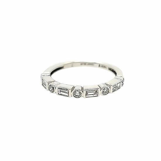 Baguette and Round Diamond Stacking band