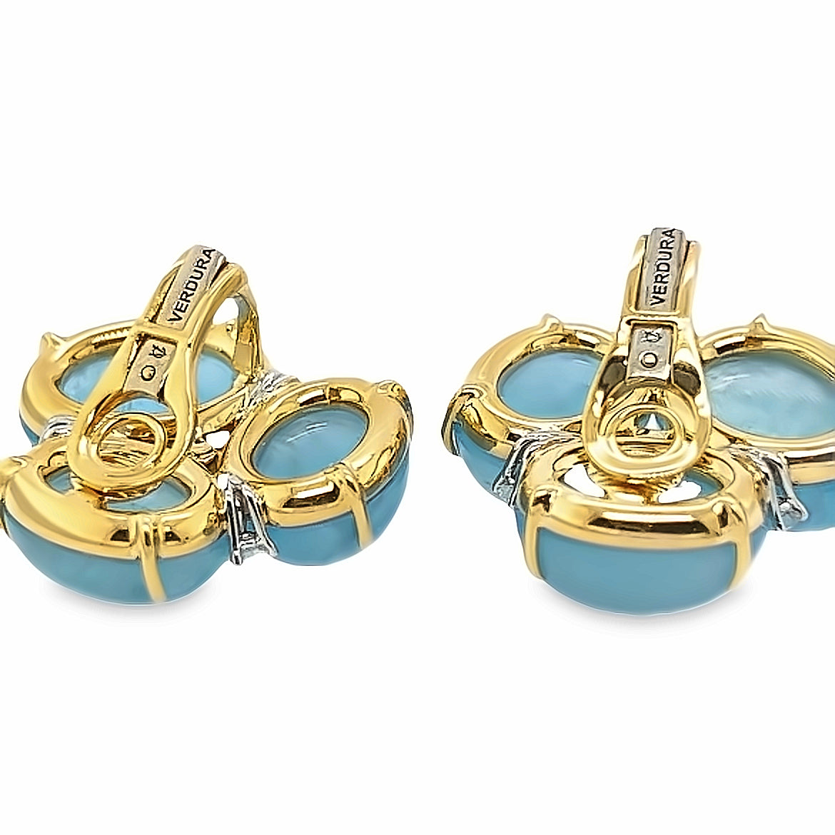 image of the back of the Aquamarine Verdura Stud Earrings. View of the secure and comfortable clasp.