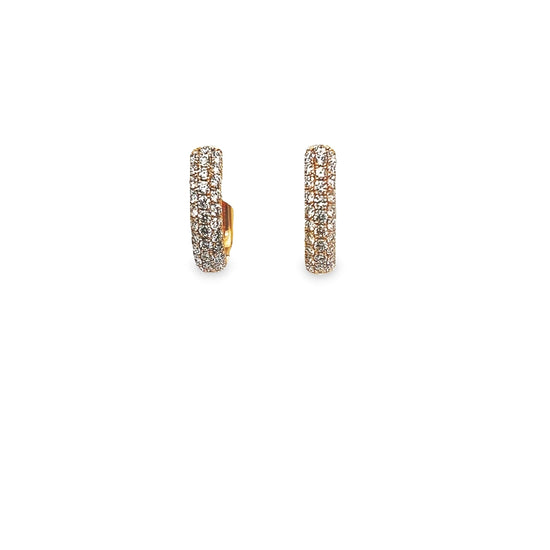 Pave Diamond Hoop Earrings in Rose Gold