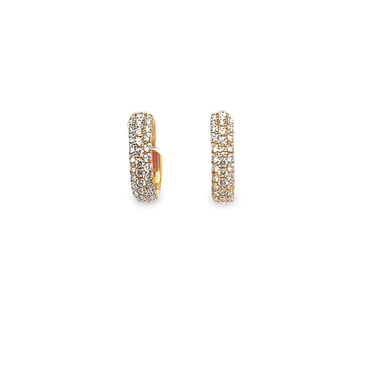 Pave Diamond Hoop Earrings in Rose Gold