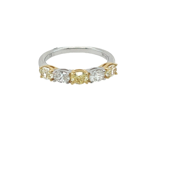 Yellow and White Oval Cut Diamond Ring
