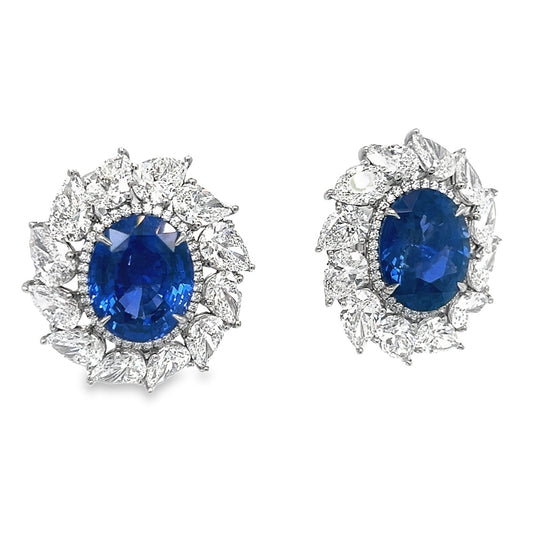 26CT Sapphire and Diamond Earrings