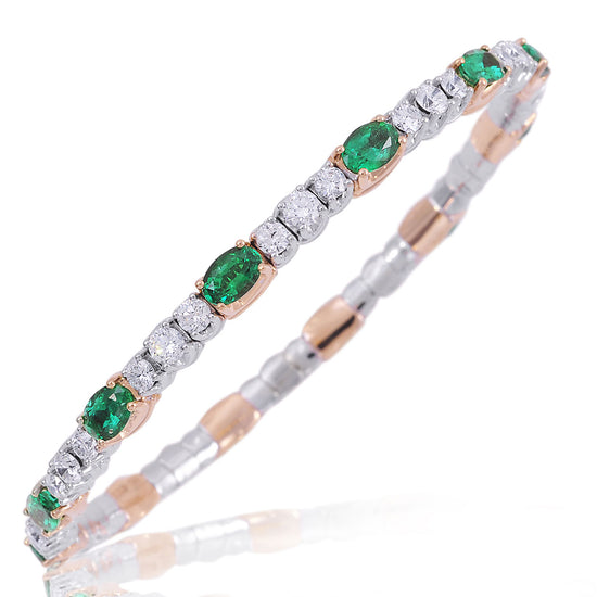 Picchiotti Xpandable™ 8.77CT Emerald and Diamond Mixed Cut Tennis Bracelet