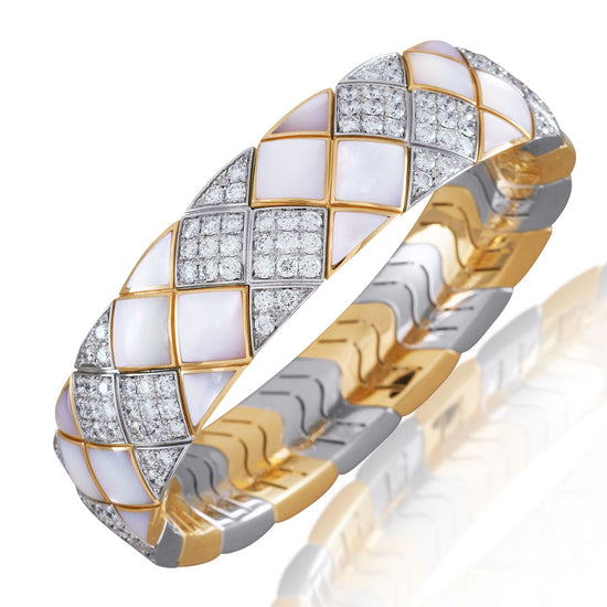Picchiotti Xpandable™ 8.68 CT Diamond & White Mother-of-Pearl Bracelet in Two-Tone Gold