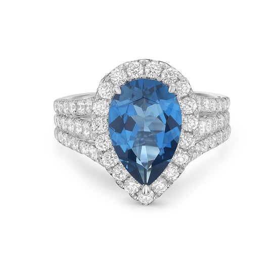 Charles Krypell Triple Row Split Shank Aquamarine Ring