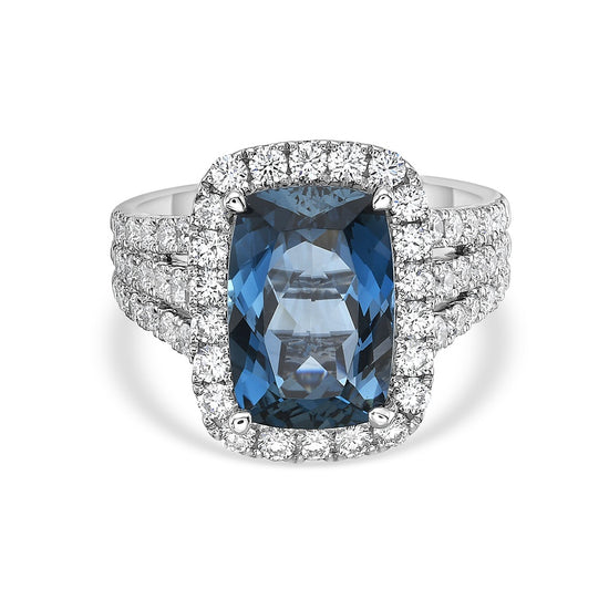 Charles Krypell Triple Row Split Shank Aquamarine Ring