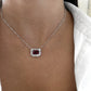 Charles Krypell Emerald Cut Rubellite Tourmaline Frame Pendant