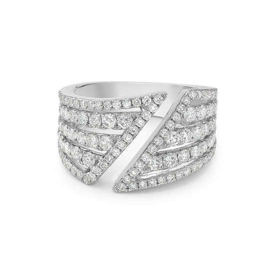 Charles Krypell Chevron Bypass White Diamond Band