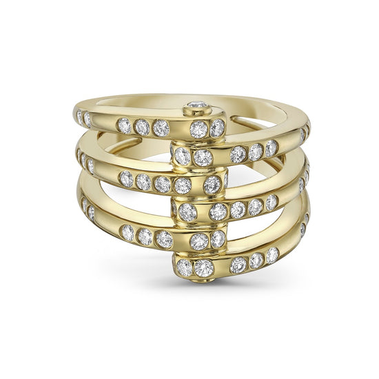 Charles Krypell Gold Apparatus Ring with Diamond Accents