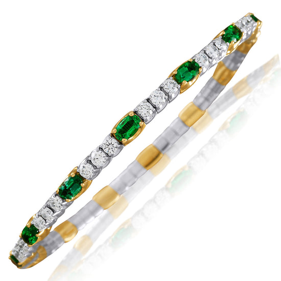 Picchiotti Xpandable™ 6.16CT Emerald and Diamond Mixed Cut Tennis Bracelet
