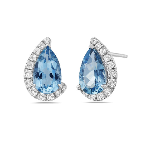 Charles Krypell Pear Shape Aquamarine Cradle Earrings