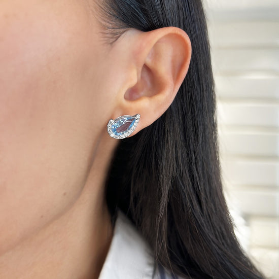 Charles Krypell Pear Shape Aquamarine Cradle Earrings