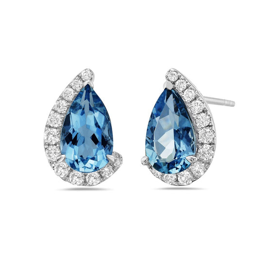 Charles Krypell Pear Shape Aquamarine Cradle Earrings