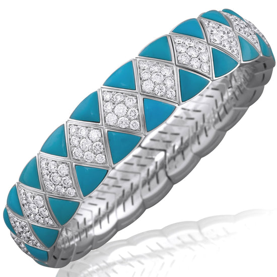 Picchiotti Xpandable™ 18.77CT Diamond & Turquoise Bracelet in White Gold