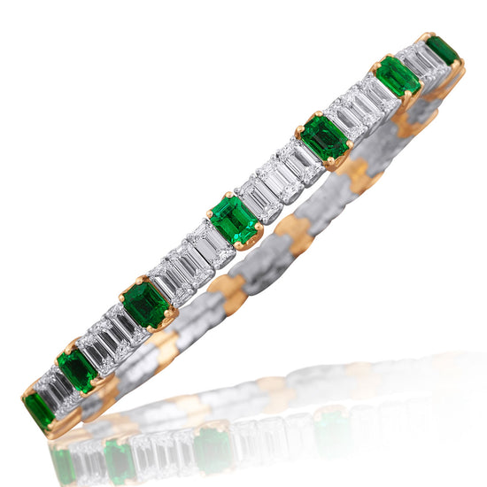 Picchiotti Xpandable™ 17.09CT Emerald and Diamond Mixed Cut Tennis Bracelet