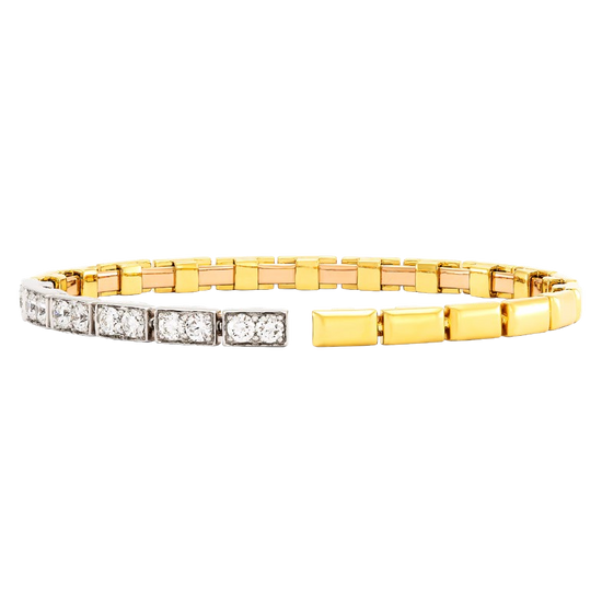 Etho Maria Diamond Reflexion Two Tone Rectangle Bangle Bracelet