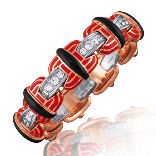 Picchiotti Xpandable™ 4.79 CT Diamond, Onyx & Orange Ceramic Bracelet in Two-Tone Gold
