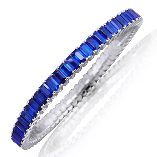 Picchiotti Xpandable™ 22.86 CT Octagon Cut Blue Sapphire Tennis Bracelet in White Gold