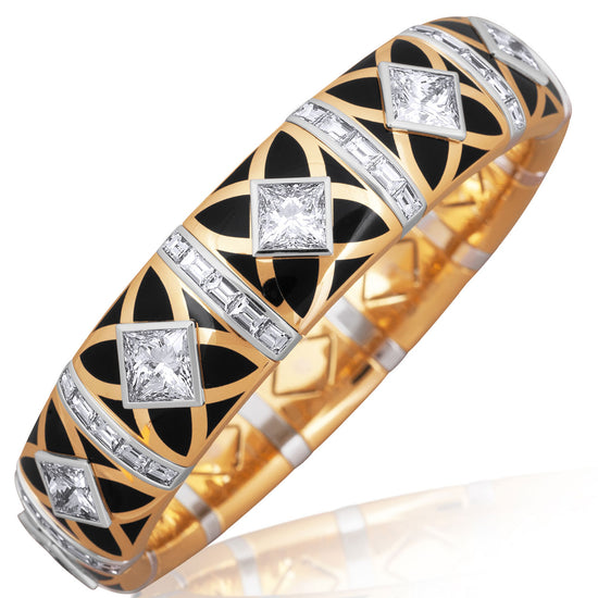Picchiotti Xpandable™ 22.10 CT GIA Princess-Cut Diamond & Black Ceramic Bracelet in Two-Tone Gold