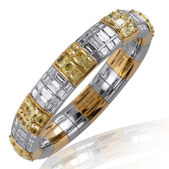 Picchiotti Xpandable™ 42.20CT Three Row Fancy Yellow and Diamond Tennis Bracelet