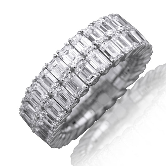 Picchiotti Xpandable™ 8.58CT Two Row Emerald Cut Eternity Ring