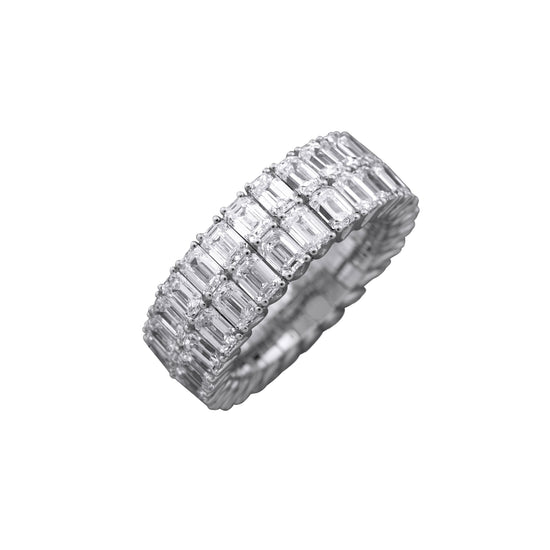 Picchiotti Xpandable™ 8.58CT Two Row Emerald Cut Eternity Ring