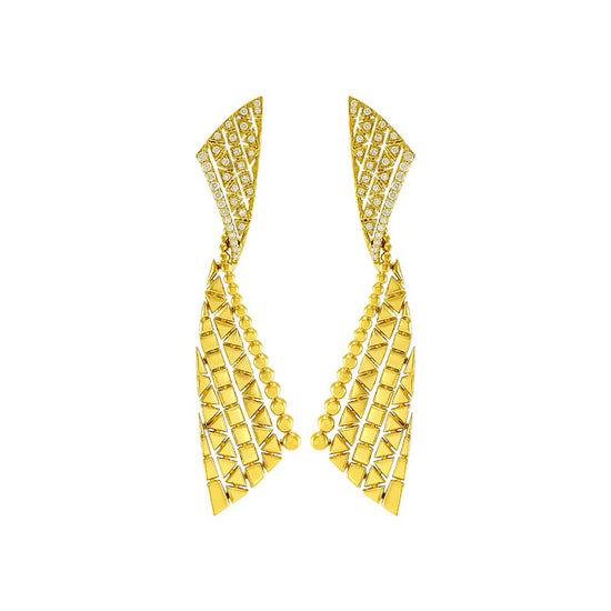 Etho Maria Diamond Reflexion Yellow Gold Stud Earrings