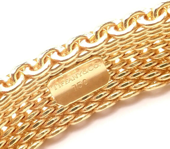 Tiffany & Co. Somerset Wide Mesh Yellow Gold Bracelet