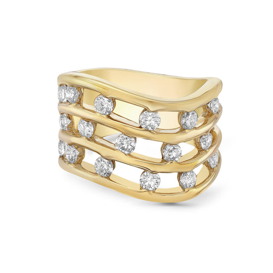 Charles Krypell Triple Row Floating Diamond Ring