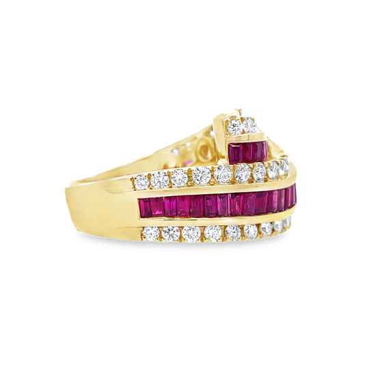Charles Krypell Overlap Ruby and Diamond Ring