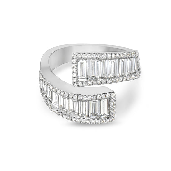 Charles Krypell Baguette Diamond Bypass Ring