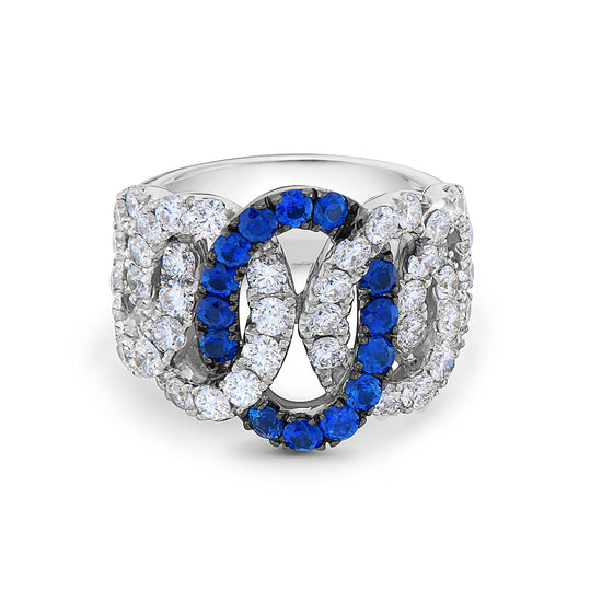 Charles Krypell Sapphire Circle and Diamond Ring