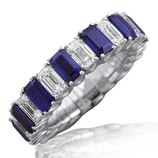 Picchiotti Xpandable™ 7.31CT Alternating Sapphire and Diamond Mixed Cut Eternity Ring