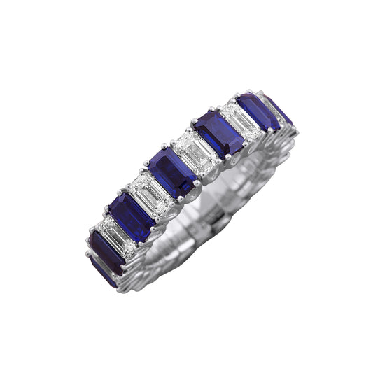 Picchiotti Xpandable™ 7.31CT Alternating Sapphire and Diamond Mixed Cut Eternity Ring