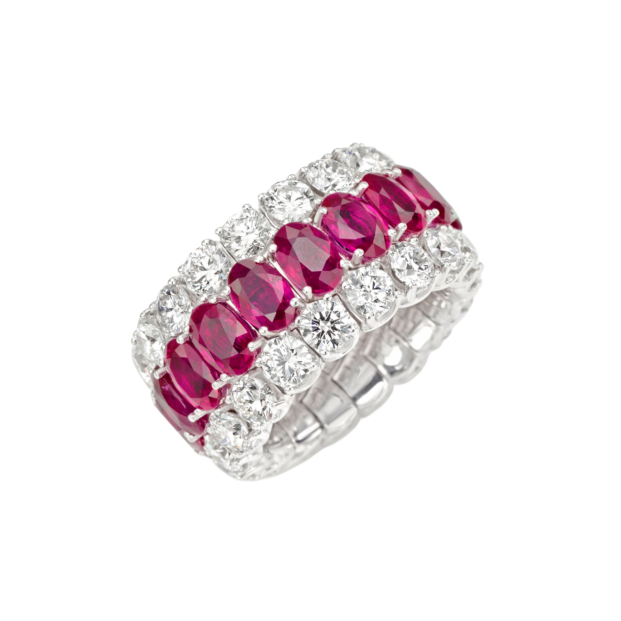Picchiotti Xpandable™ 16.85CT Three Row Ruby and Diamond Mixed Cut Ete ...