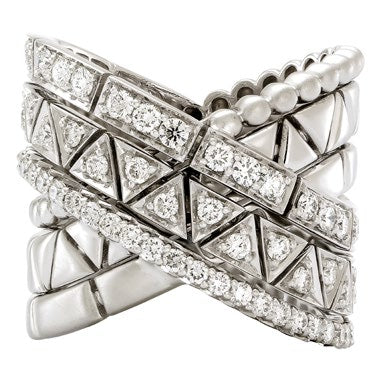 Etho Maria White Gold Diamond Reflexion Crisscross Ring