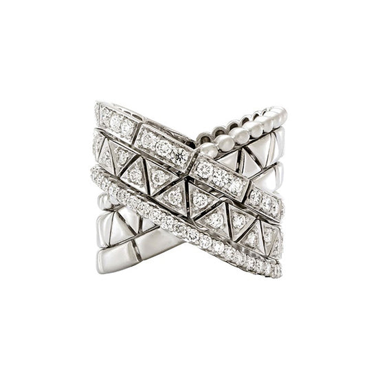 Etho Maria White Gold Diamond Reflexion Crisscross Ring