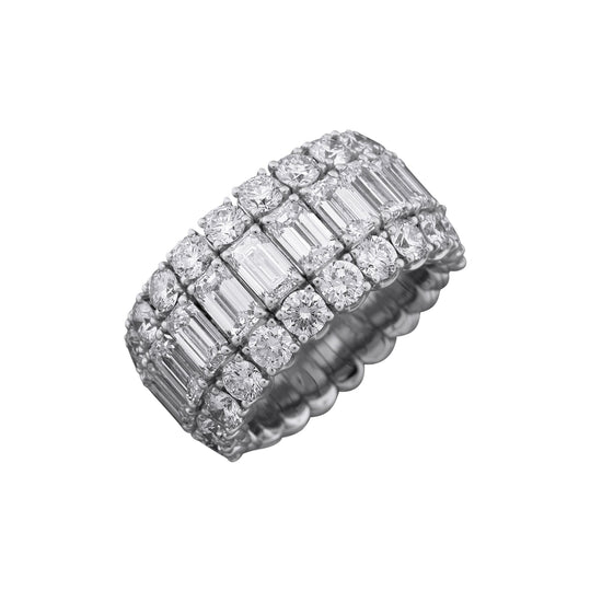Picchiotti Xpandable™ 8.14CT Three Row Mixed Cut Halfway Eternity Ring