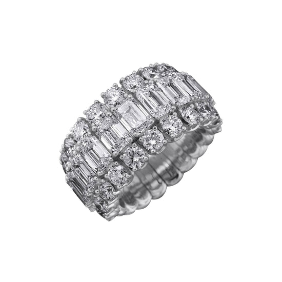 Picchiotti Xpandable™ 8.67CT Three Row Mixed Cut Halfway Eternity Ring